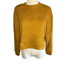 B.O.G Band Of The Free Gold Russel Velvet Knit Ribbed Long Sleeve Sweater SizeXS